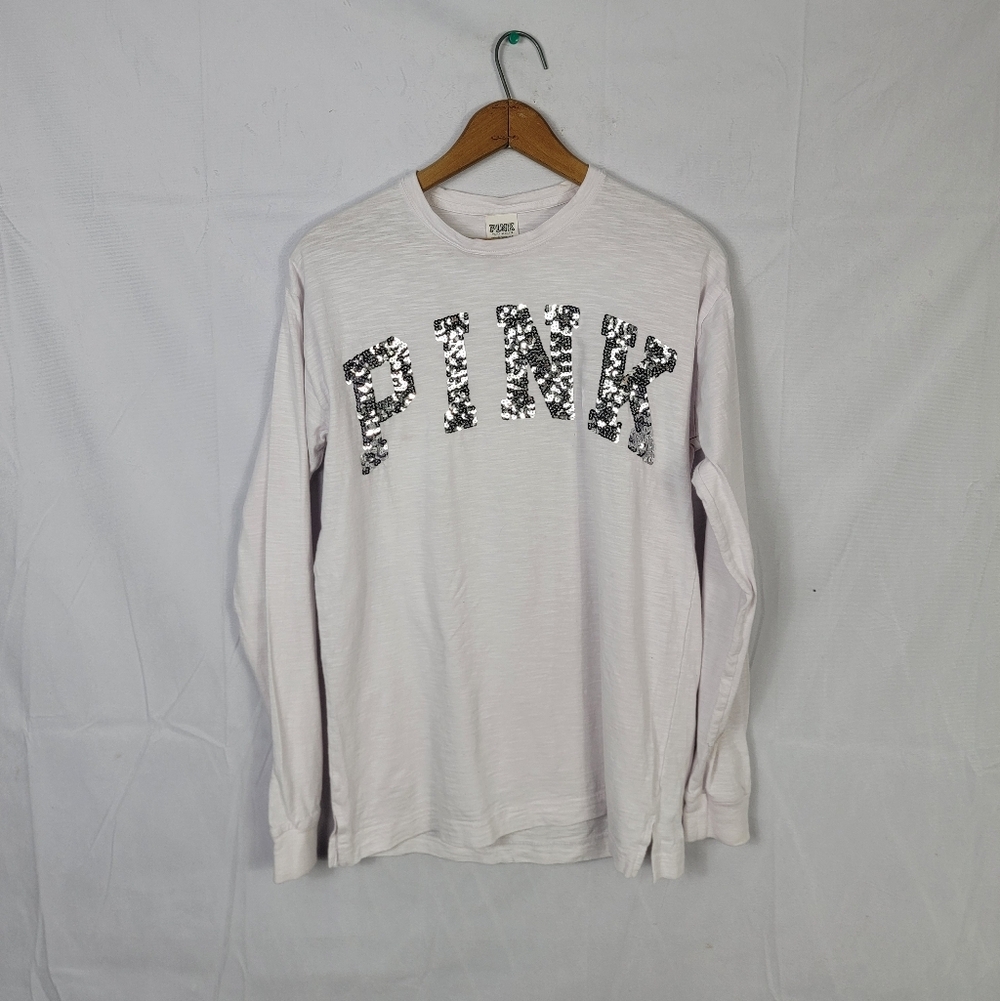 Women's XS Victoria Secret Pink Oversized Sequins Long Sleeve